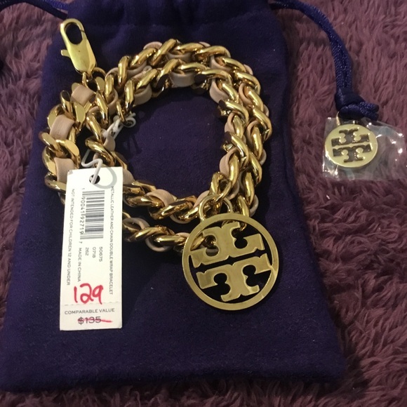 NWT Troy Burch Metallic Leather & Chain Double Wrap Bracelet- 15” With Clasp - Picture 9 of 14